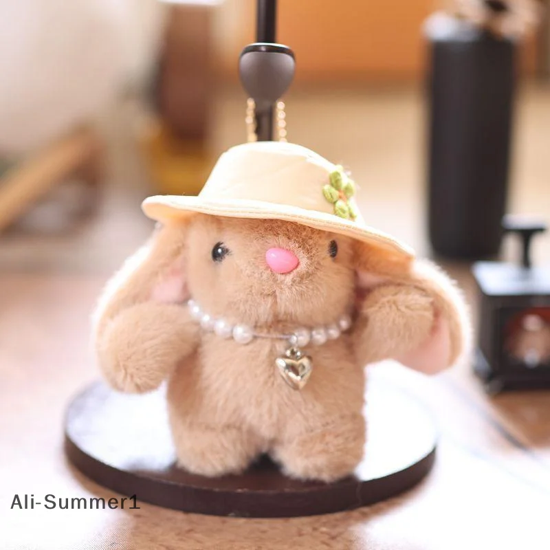 【E】Lindo coelho dos desenhos animados chaveiro de pelúcia doce coelho de pelúcia boneca chaveiro saco pingente mochila pendurado deocration presentes da menina