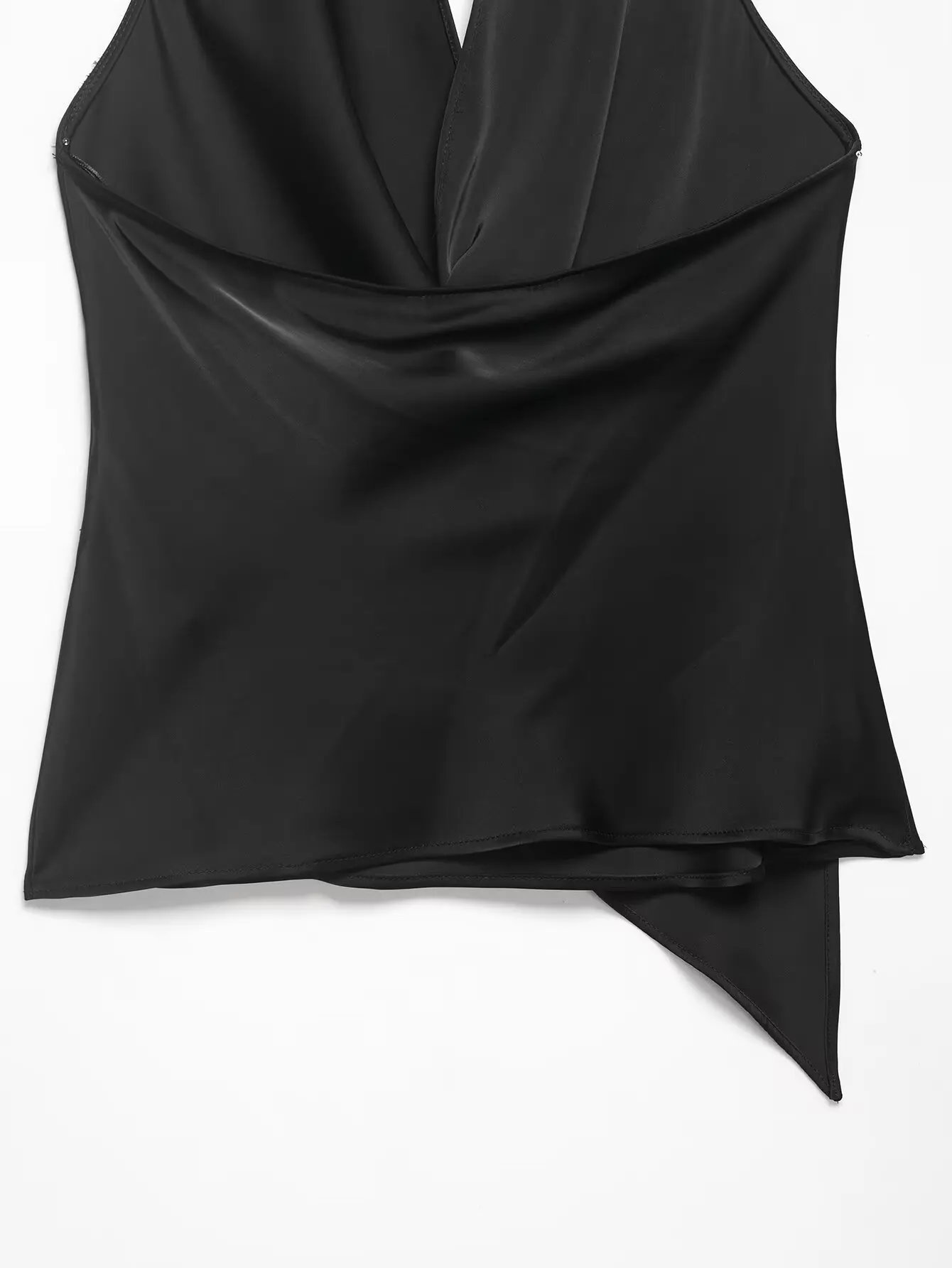 HH Damen Sommer Satin Neckholder-Top Damen Wickel-Bluse mit V-Ausschnitt und Rückenbindung Asymmetrische Bluse Niedliche Alltags- Urlaubs- und Geschäftskleidung – Detail 14