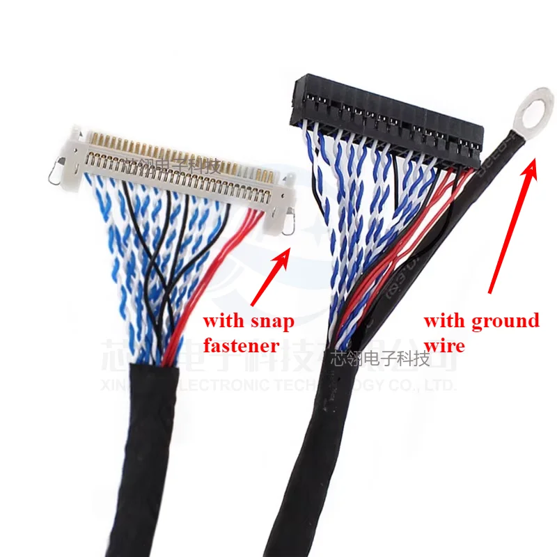 1pcs FIX-30PIN LCD LVDS Double 8 Double 8 Display Panel Cable with Card Buckle with Ground Wire 30/40/50/60/80/150cm