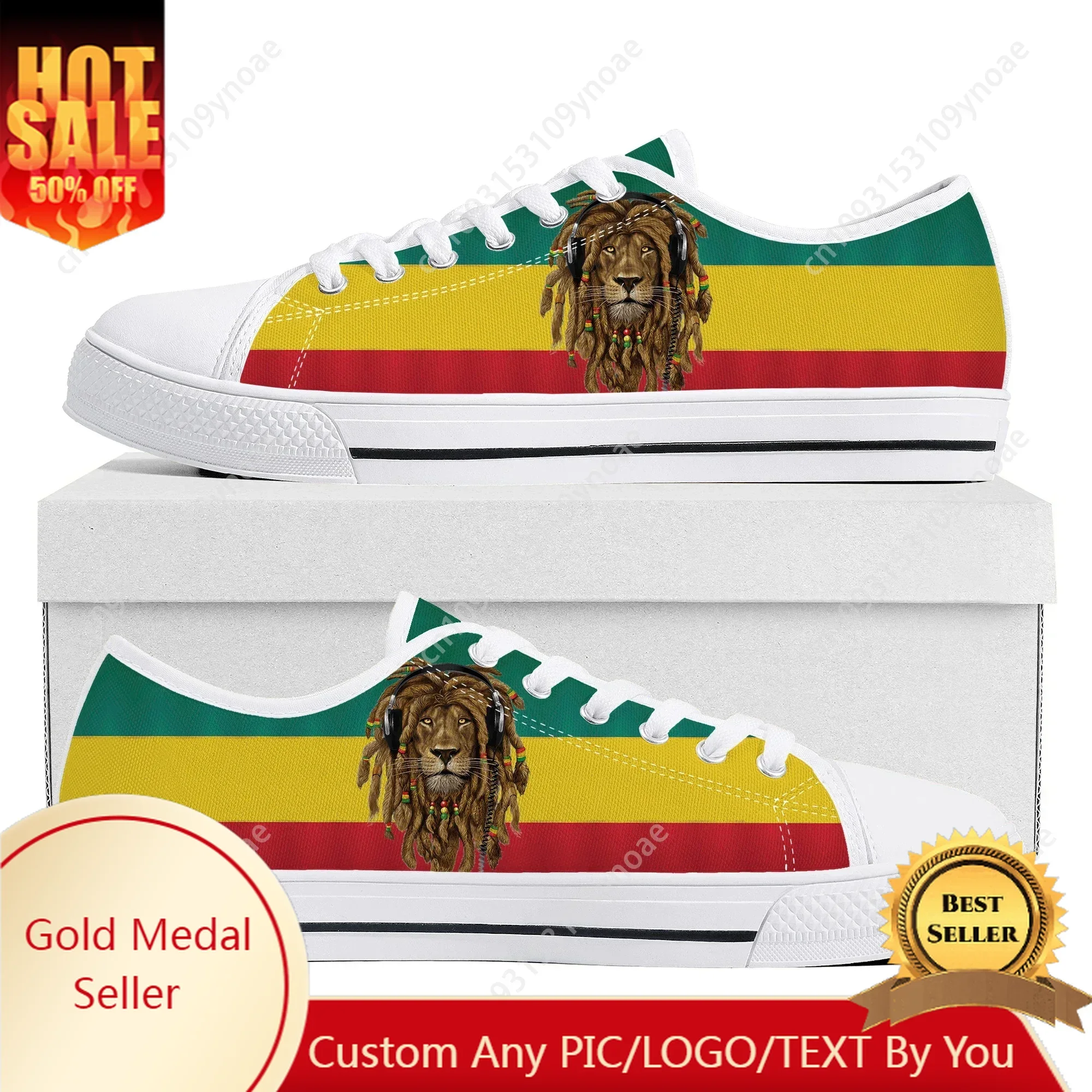 Reggae Rastafarian Rasta Rastafari Lion Of Judah Low Top Sneakers Mens Womens Teenager Canvas Sneaker Casual Shoes Custom Shoe