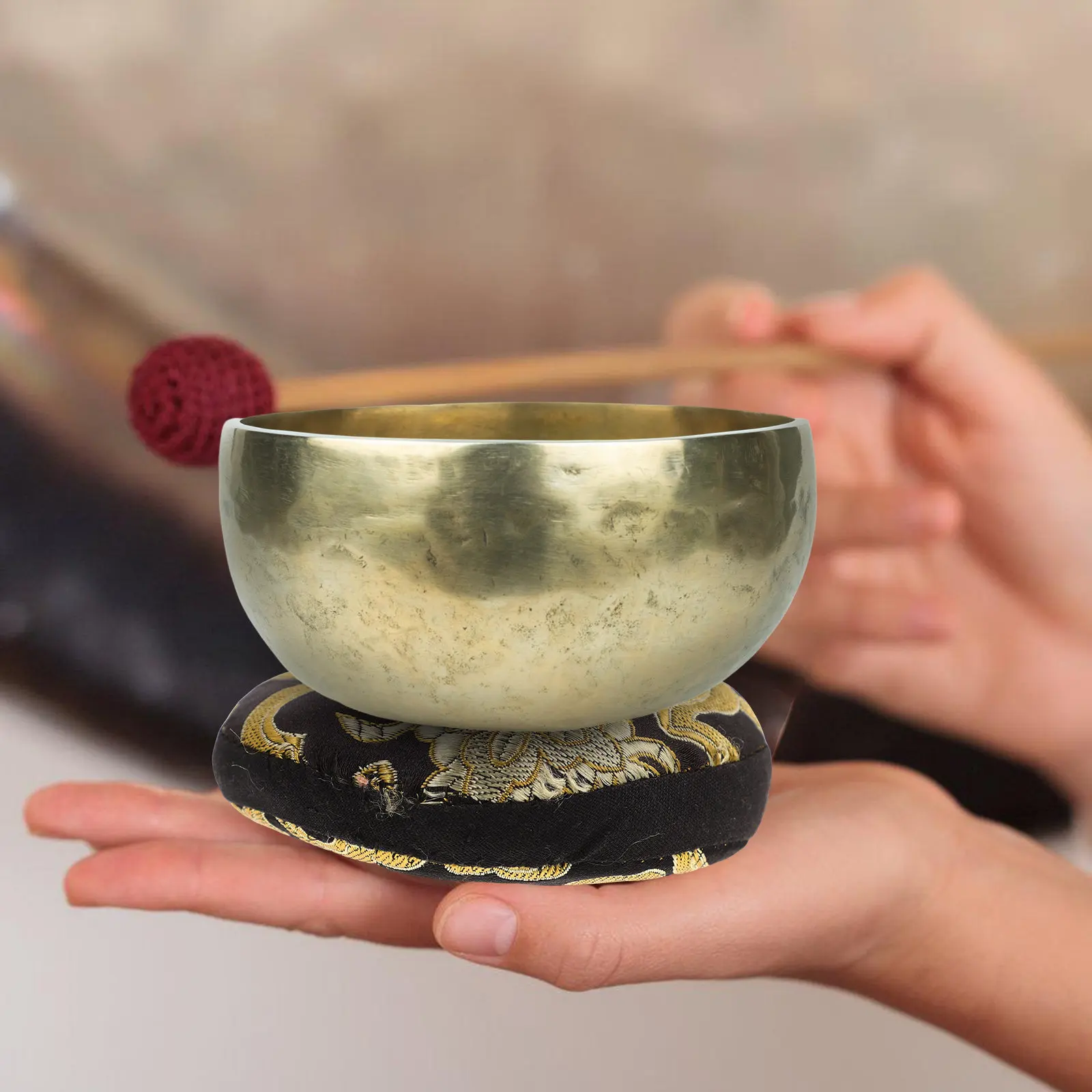 Almohadilla decorativa para cuenco tibetano, cojín de madera con forma de pez, mano de obra de primera calidad, compacto y ligero, tapete para cuenco budista para el hogar o el templo