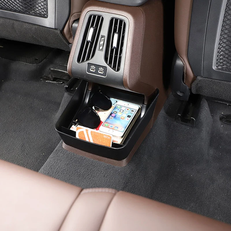 Für BMW X1 U11 2023 2024 2025 ABS Schwarze Aufbewahrungsbox Ablage unter dem hinteren Auspuff Lüftungsschlitz Auto-Innenraum-Organizer Zubehör