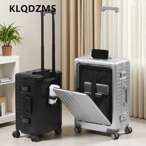COLENARA Suitcase 20 Inches Business Boarding Box 24" Men's All Aluminum Magnesium Alloy Trolley Case Front Opening Luggage - Image 5