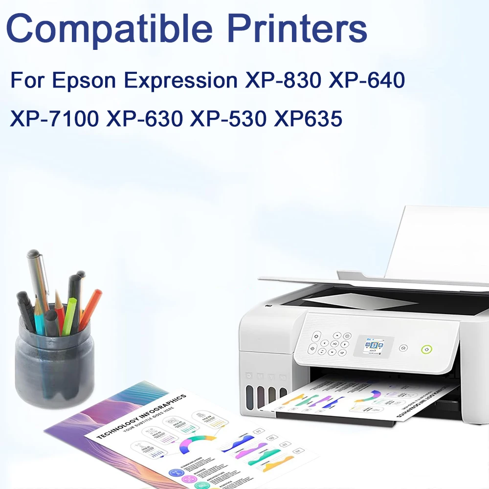 5pcs 410xl Ink Cartridge Replacement for Epson 410XL 410 XL T410XL Use for Expression XP-830 XP-640 XP-7100 XP-630 XP-530 XP635
