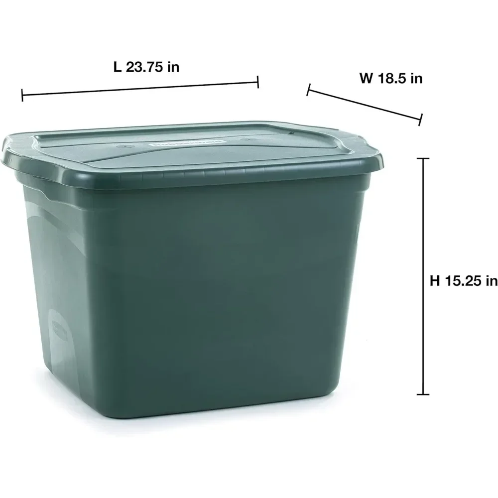 Storage Container with Lid, 18 Gallon - 6 Pack, Durable & Reusable Stackable Storage Bin，Hunter Green