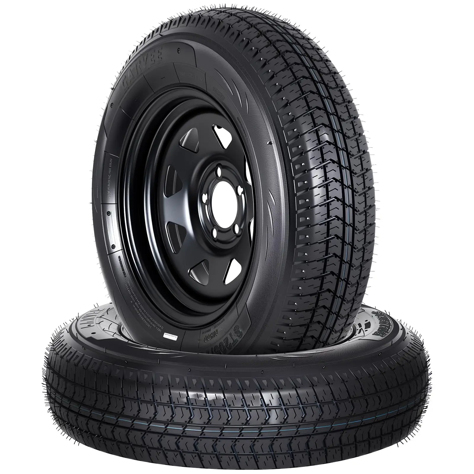 2-Pack ST205/75D15 Trailer Tires with 15 Inch Rims, 5 Lug on 4.5