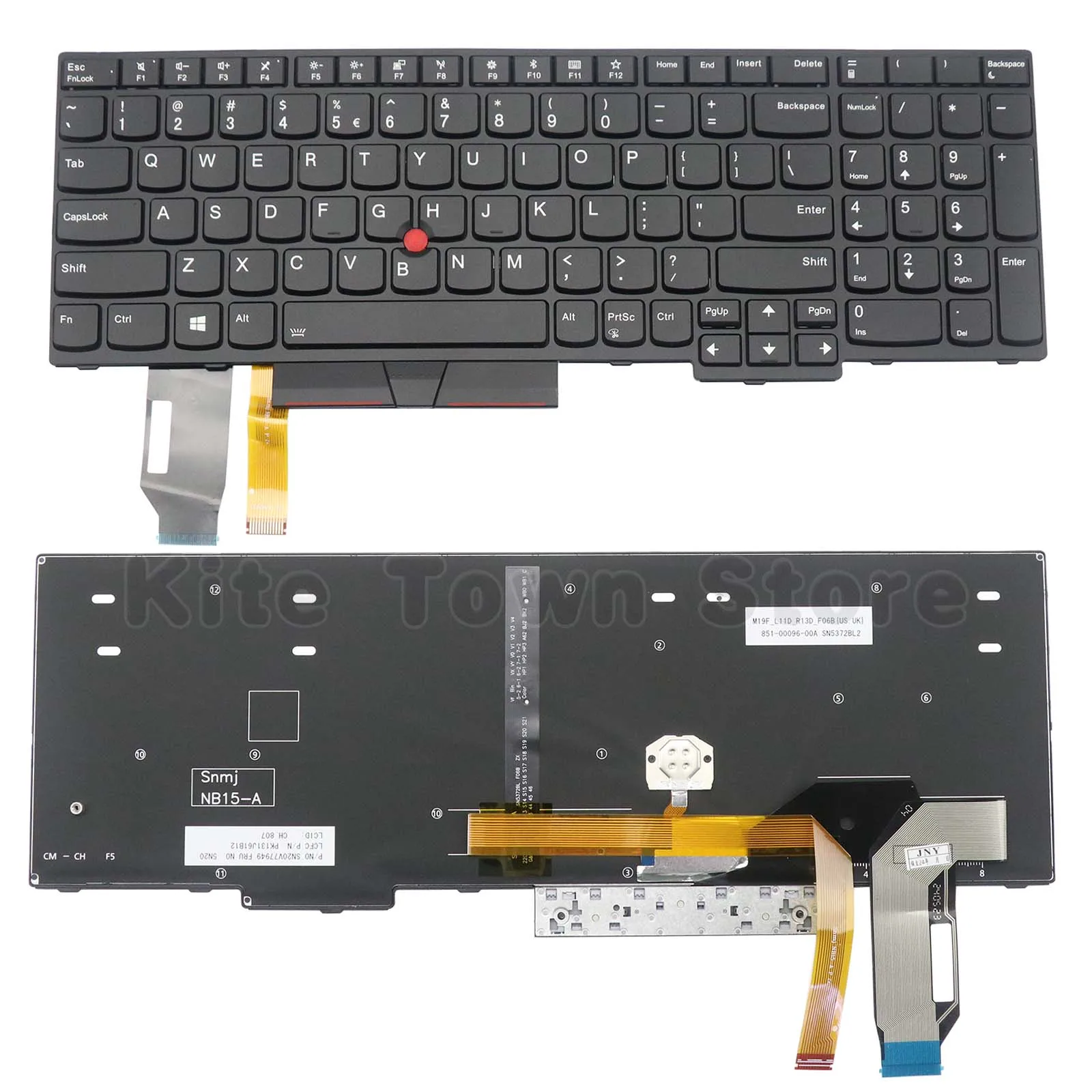 New US Layout Laptop Keyboard Backlit w/ Pointer for Lenovo Thinkpad E580 E585 E590 E595 L580 L590 T590 P52 P53 P53s P72 P73 (Do