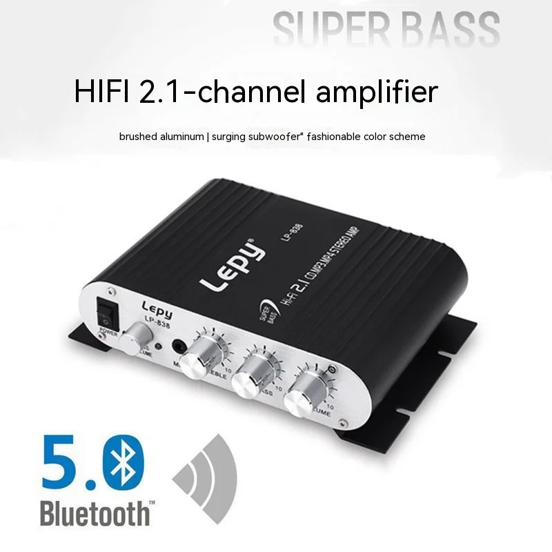 

Lepy Lp-838USB Bluetooth 5.0 Mini 2.1 3 Channel Stereo Computer Car Amplifier Super Bass Subwoofer Out