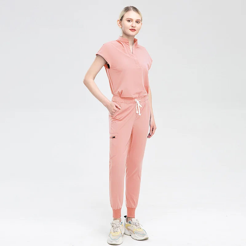 半袖手洗い服セット夏弾性速乾手術服女性の美容院制服ナース