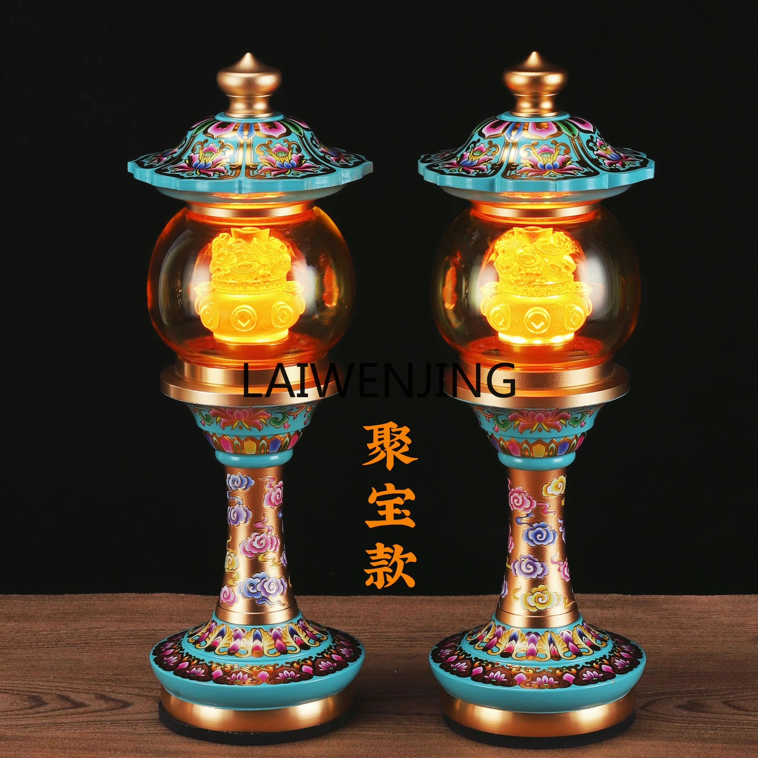 

MJY new enamel lotus Buddha front Changming hall household Buddha front God of Wealth luminous ornament