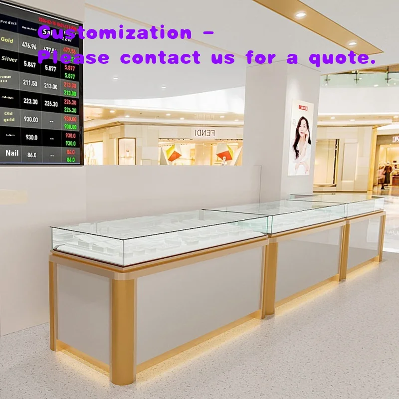 custom.Luxury Glass Jewelry Store Display Counter Fine Necklace Shop Showcase with Custom Interior Design and LED Lighti