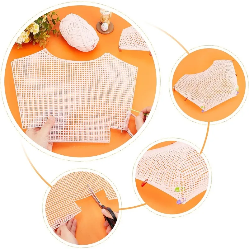 6 Sets Clear Mesh Plastic Canvas Sheets for Embroidery Blank Needlepoint Canvas Sheets for Crochet Bag Making DIY Purse Cross