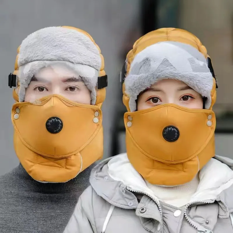 قبعة الصياد الحرارية الشتوية ذات اللون النقي مبطنة بالصوف للتزلج وركوب الدراجات للجنسين في الهواء الطلق وحماية الأذن في الطقس البارد