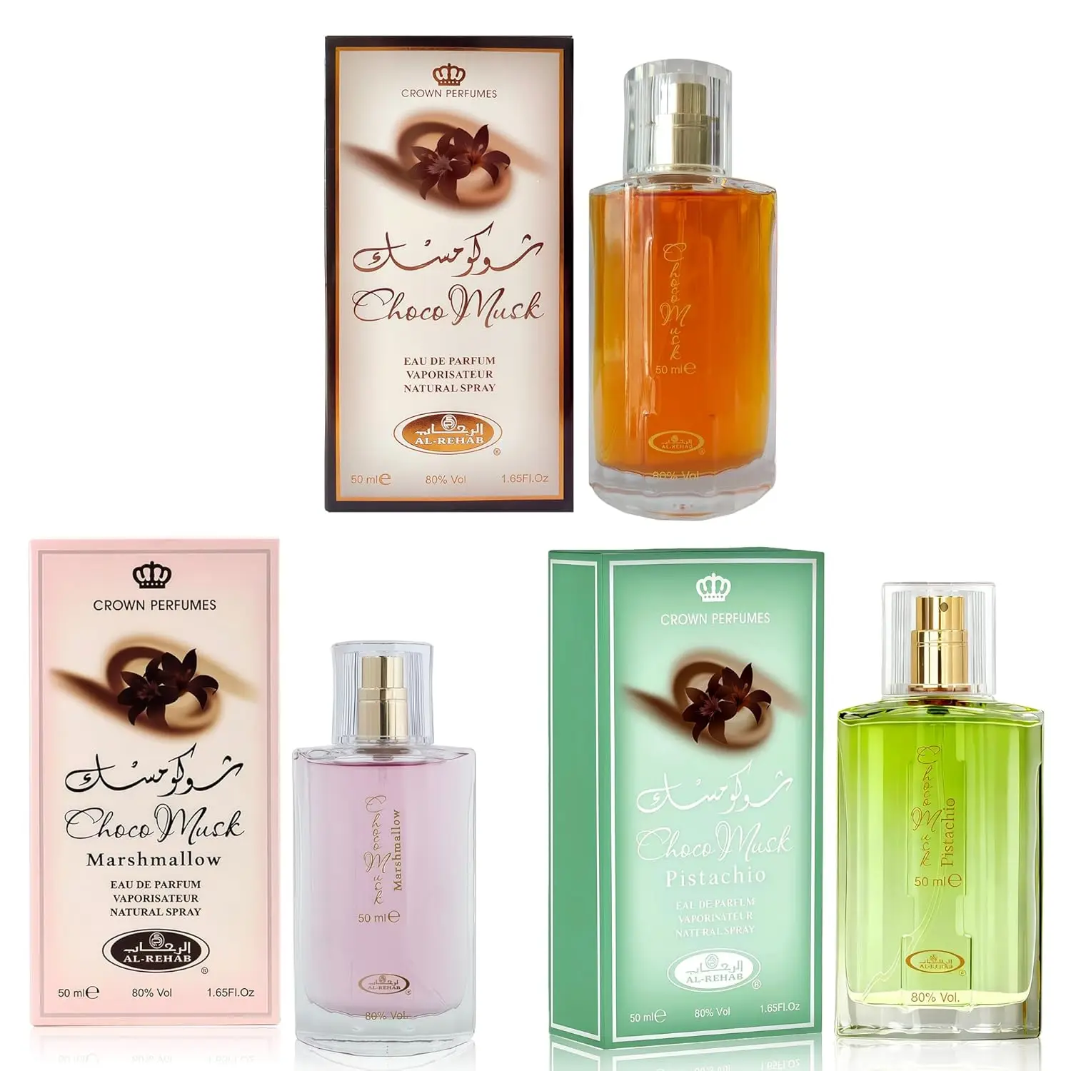 Set de Colonia Choco Musk 1.65 * 3 Fl Oz Eau de Parfum para Mujer y Hombre, Perfume Gourmand Cálido y Especiado con Chocolate, Vainilla y Ámbar