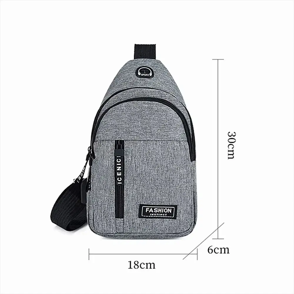 1Pcs Waterproof Chest Bag Double Layer with USB Port Messenger Bag Men\'s Fashion Trend Oxford Cloth Crossbody Shoulder Bag