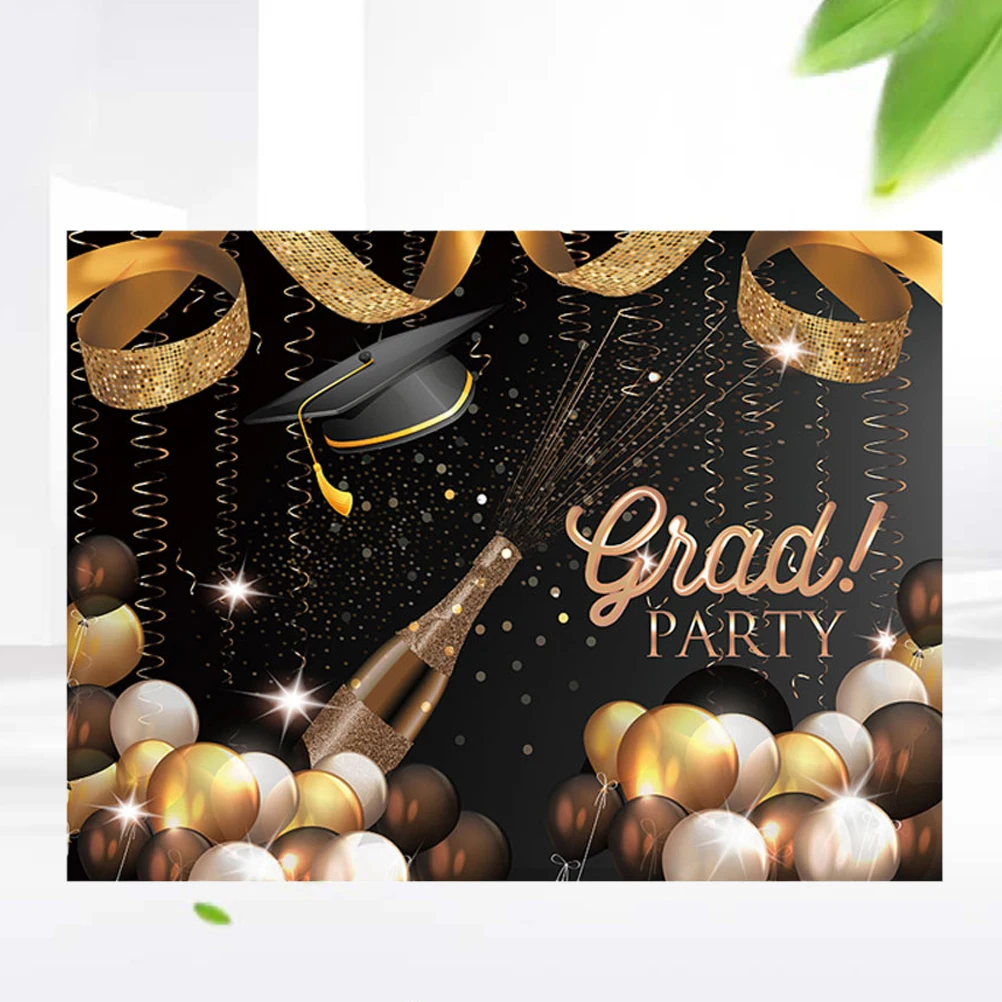 

Grad Party Photographic Backdrop Sparkly Vinyl Cloth Digital Printed Doctorial Hat Background 210X150Cm Lightweight Durable 3D