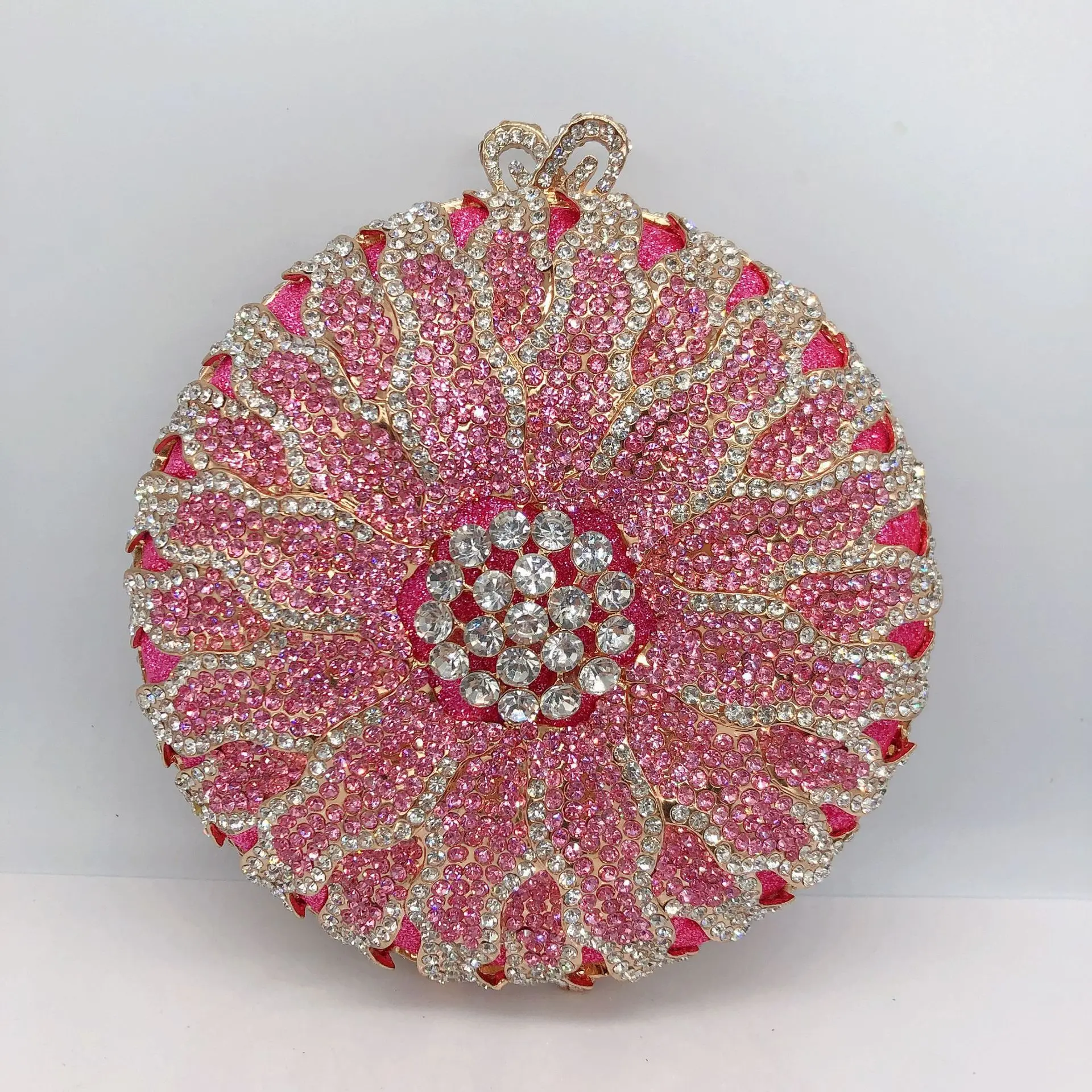 

Diamonds Evening Clutch Bags For Wedding Party Women Round Metal Rhinestone Purses And Handbags Luxury Designer