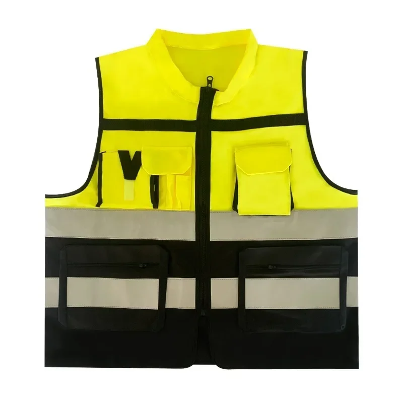 High Visibility Security Reflective Vest Pockets Design Reflective Vest Outdoor Traffic Safety Cycling Wear