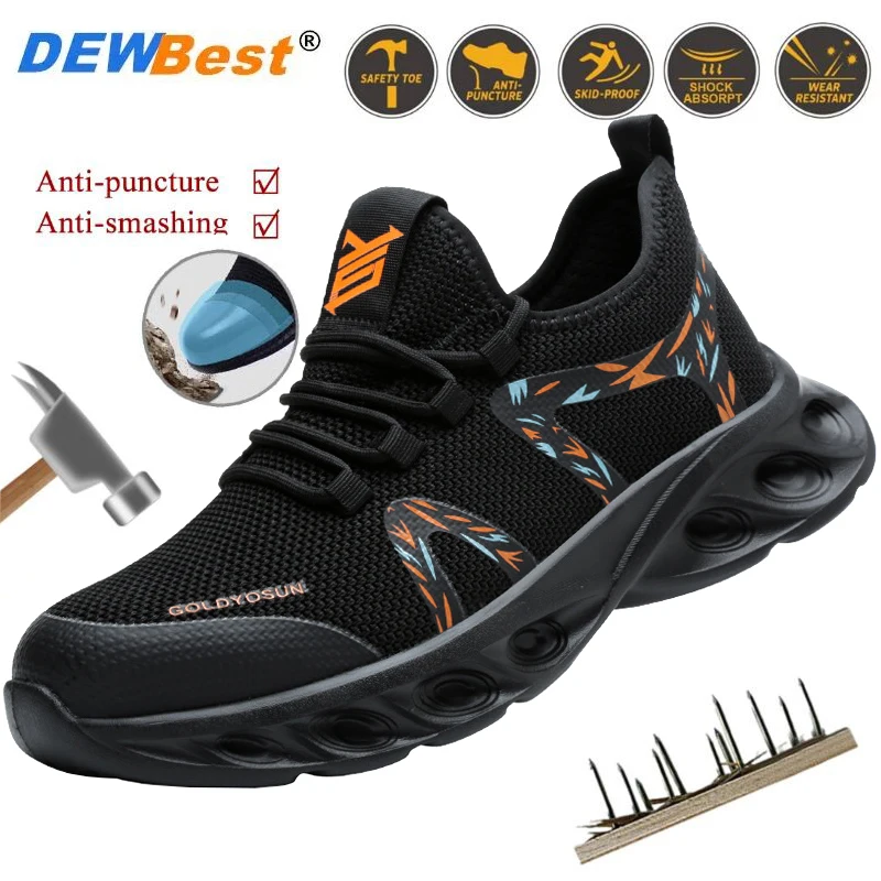 Fashion Autumn Men Women Breathable Protective Shoes Steel Toe Mens Work Shoes Anti Puncture Safety Shoes Casual Sneakers