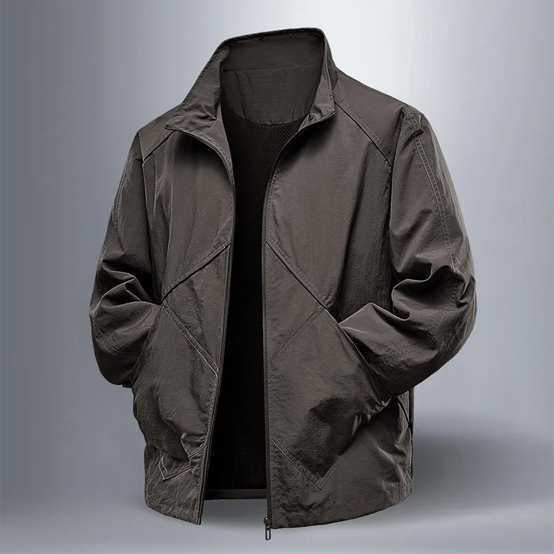 

Lightweight Stand-up Collar Jacket Men's Autumn Windproof Waterproof Soft Shell Jacket Loose Retro Sports American Workwear Coat