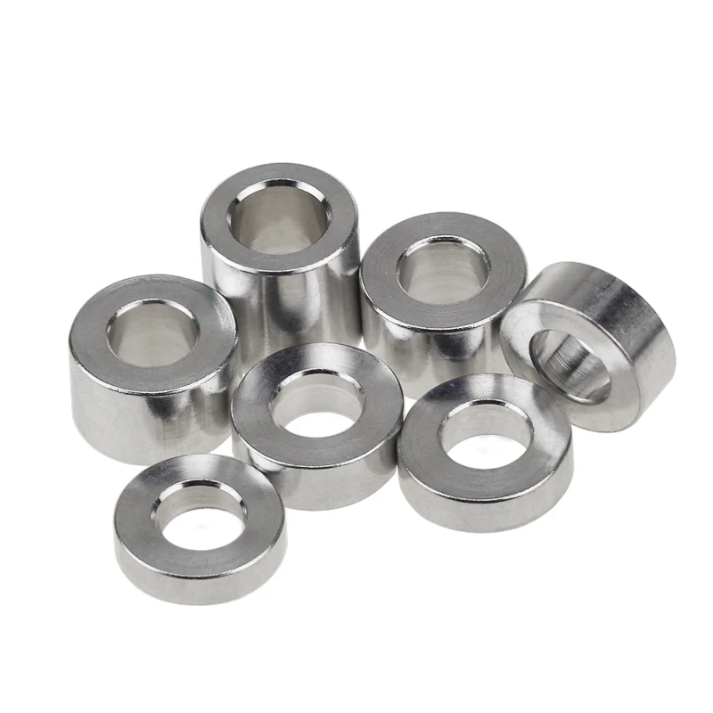 5 pz/20 pz Boccola In Alluminio M3 M4 M5 M6 M8 M10 M12 rondella piatta in alluminio guarnizione rotonda senza filettatura distanziatore distanziatore Lunghezza 2mm - 30mm