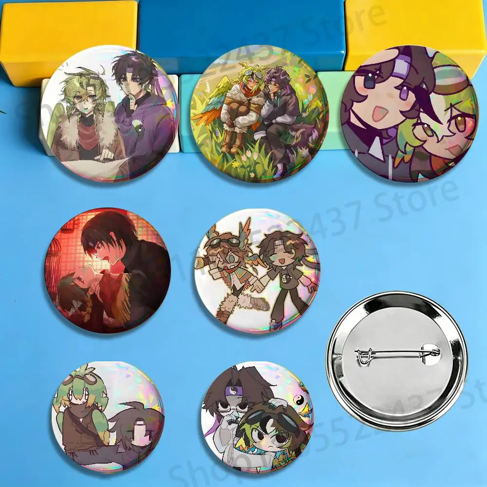 Wifies Parrotx2 Odyssey Duo Badges Pins Button Custom Anime Role Old-school Brooches Cartoon Collar Gifts