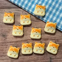 10Pcs Kawaii Puppy Shaped Bread Resin Charms, Cartoon Dog Food Pendants Jewelry Findings for Earring Necklace Keychain Craft 1