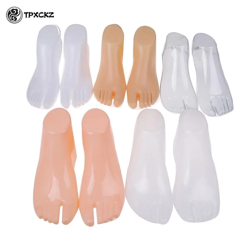 1 Pair Female Feet Mannequin Model For Foot Thong Style Sandal Shoe Sock Display Nude/Clear/White