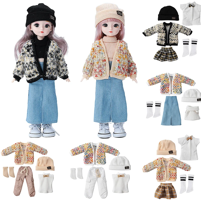 Cute Sweater Set 1/6 Bjd Doll Clothes Female and Male Doll Suit Skirt Accessories 30cm Doll Kids Girls Toy Gift