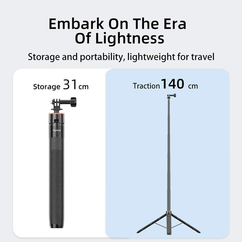 Flymile 1.38M Statyw do selfie z funkcją trójnóg do DJI Pocket 4/Insta360 X5//Action 6 Akcesoria do kamer Przedłużka do nagrywania wideo na żywo — zdjęcie produktu 3