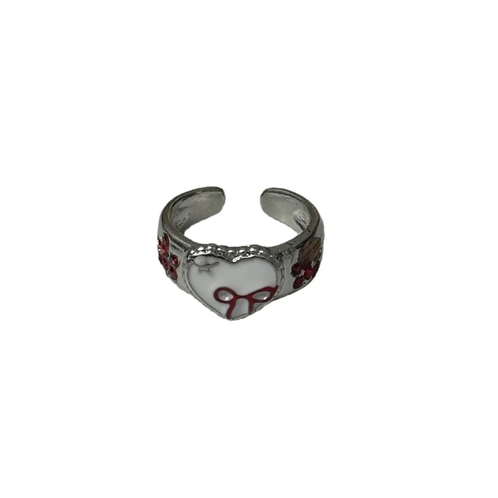 Retro-Herz-Schleifenring mit offenem Ende für Damen, süßer, cooler, scharfer Ring im „Spicy Girl“-Stil, einzigartiges Design, vielseitig kombinierbares Accessoire, Geschenk. – Detail 7