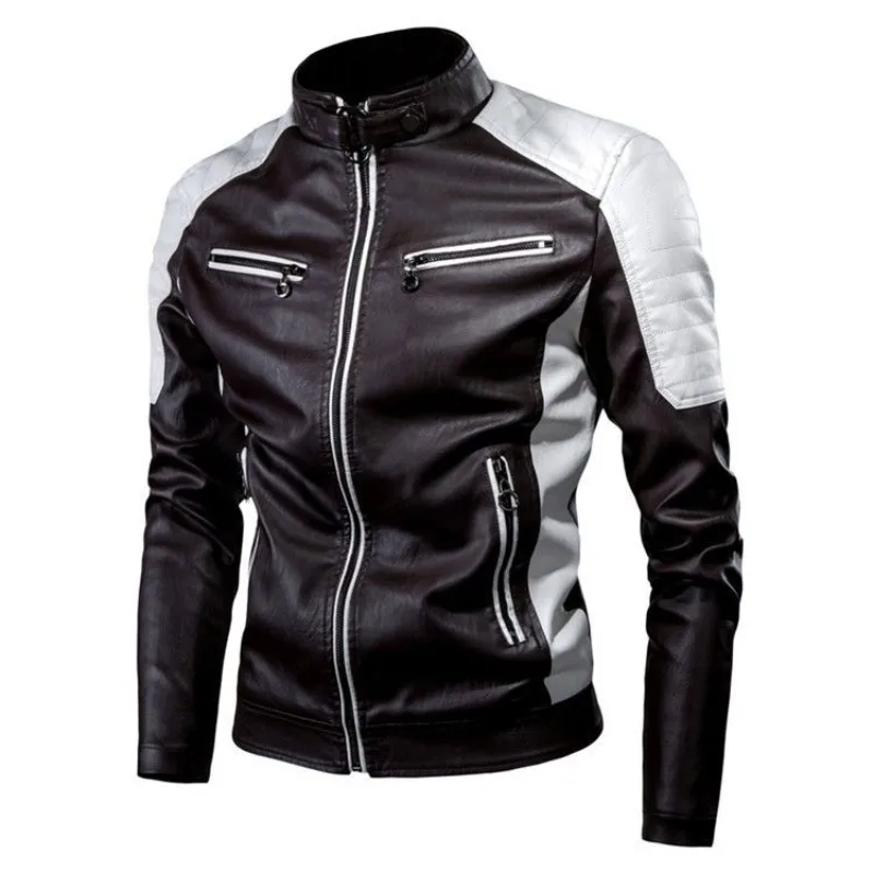 

Men's Retro Racing Leather Coat Windproof Waterproof Motorcycle Riding Gear Warm Winter Jacket with Zipper​