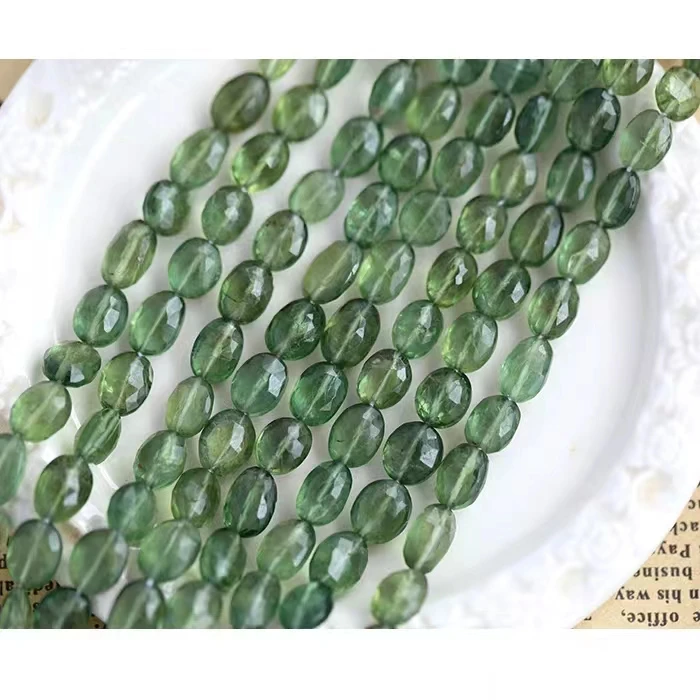 loose beads Apatite green flat oval faceted baroque 5-10mm 45cm  for DIY jewelry making FPPJ wholesale beads nature