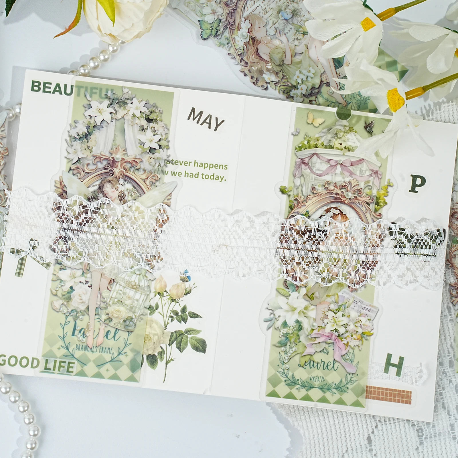 10 sztuk naklejek z zakładkami Green Field Forest Fairy do ręcznie robionych albumów, dekoracji DIY, książek i przyborów szkolnych