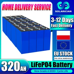 8000 Cycles Grade A 320Ah LiFePO4 Battery 3.2V Lithium Iron Phosphate Rechargeable Cell DIY 12V 24V 48V RV EV Golf Cart Solar