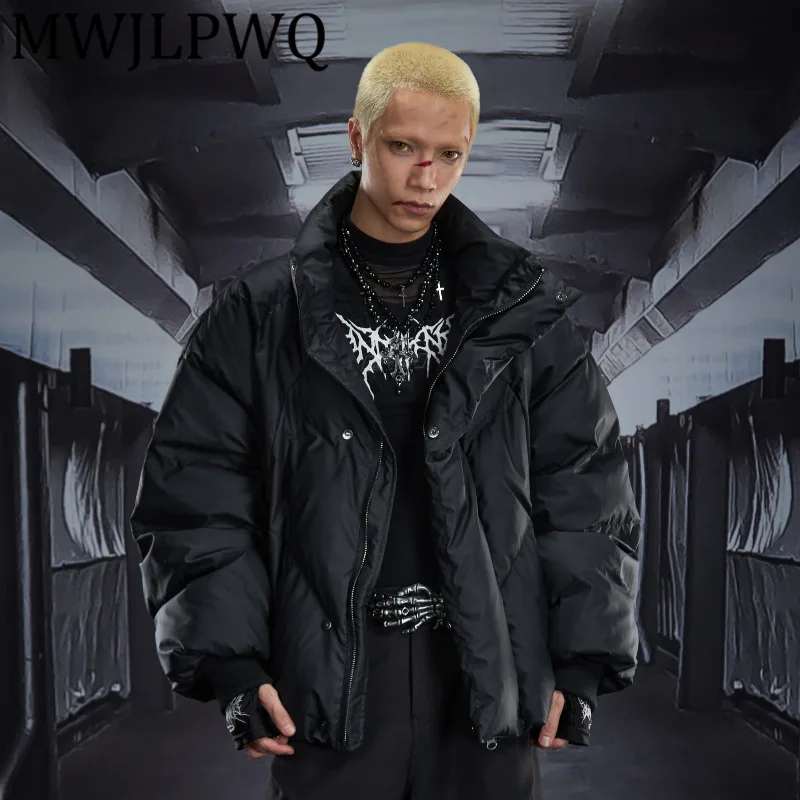 

MWJLPWQ Свободные утолщенные хлопковые пальто из искусственной кожи с воротником-стойкой и пуговицами, зимние универсальные повседневные топы унисекс, 2025 Tide 12829