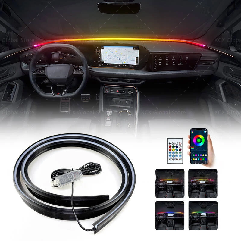 

Front Windshield LED Car Interior Lights 140cm/150 RGB USB APP Control Remote Symphony Lamp Universal For Tesla BMW Audi Volvo
