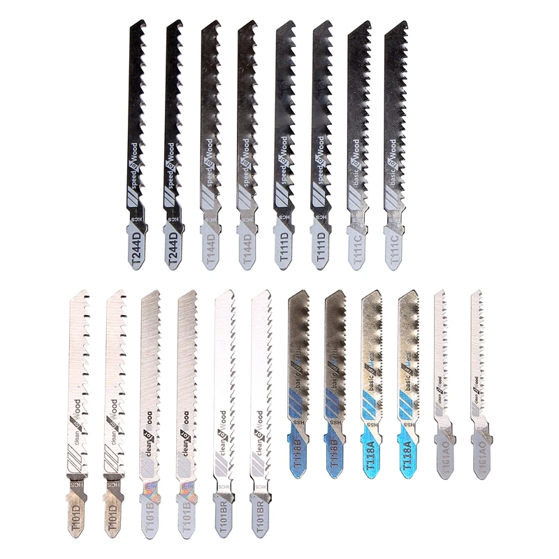 

ABKD 20 Pcs T-Shank Jigsaw Blades Set, Jig Saw Blades Fits Most T Shank Jig Saw, Blades For Cutting Metal, Wood