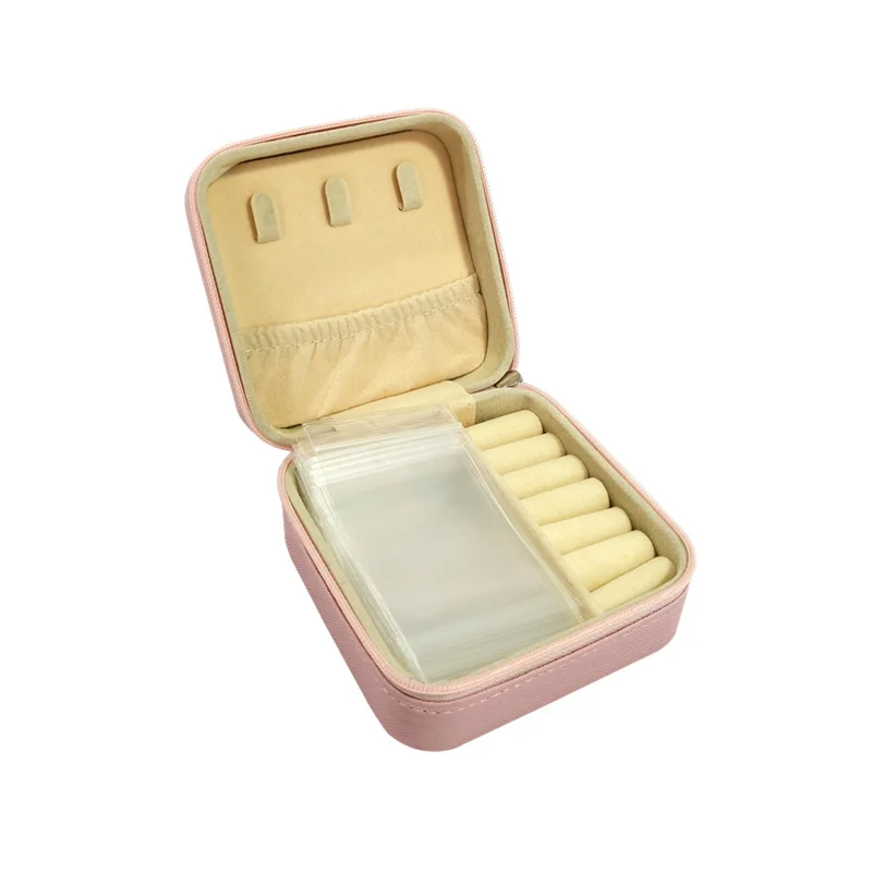 Caixa de jóias portátil, duplo simples brincos anel jóias caixão, pode segurar brinco anel, novo, 2024