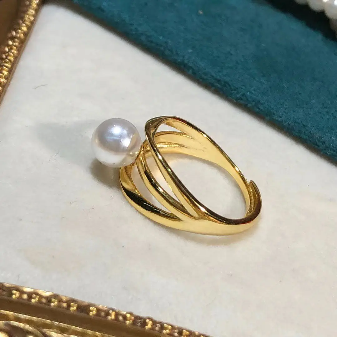 Wholesale S925 Sterling Silver Adjustable Ring Mount Settings Findings Mountings Accessory Parts for 6-7mm Pearls 5pcs/lot