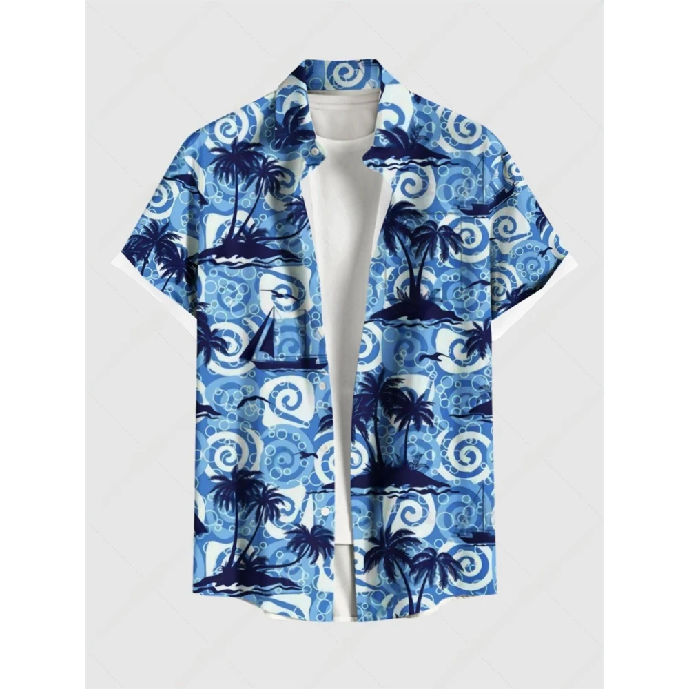 Hawaiian Retro Shirt Geometric Print Men's Summer Casual Flower Korean  Short Sleeve Tops Casual Shirt for Men Short Sleeve Shir