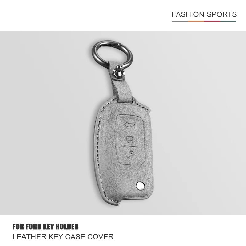 

For Ford Focus 2 3 Ecosport C-Max S-Max Ka Mondeo Kuga Galaxy Fiesta Leather Car Flip Key Case Cover Shell Keychain Accessories