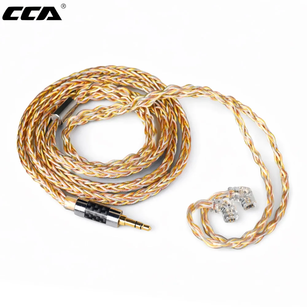 

Кабель для наушников CCA, 8-жильный, золотой, серебристый, медный, смешанный кабель для обновления, гибридный, 784 ядер, C-контактный разъем 3,5 мм, сменный кабель для C12