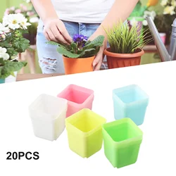 20 pezzi mini bacino quadrato vaso di fiori vassoi di piante grasse colorate vaso di fiori in plastica fioriera decorazione per ufficio domestico fornitura da giardino