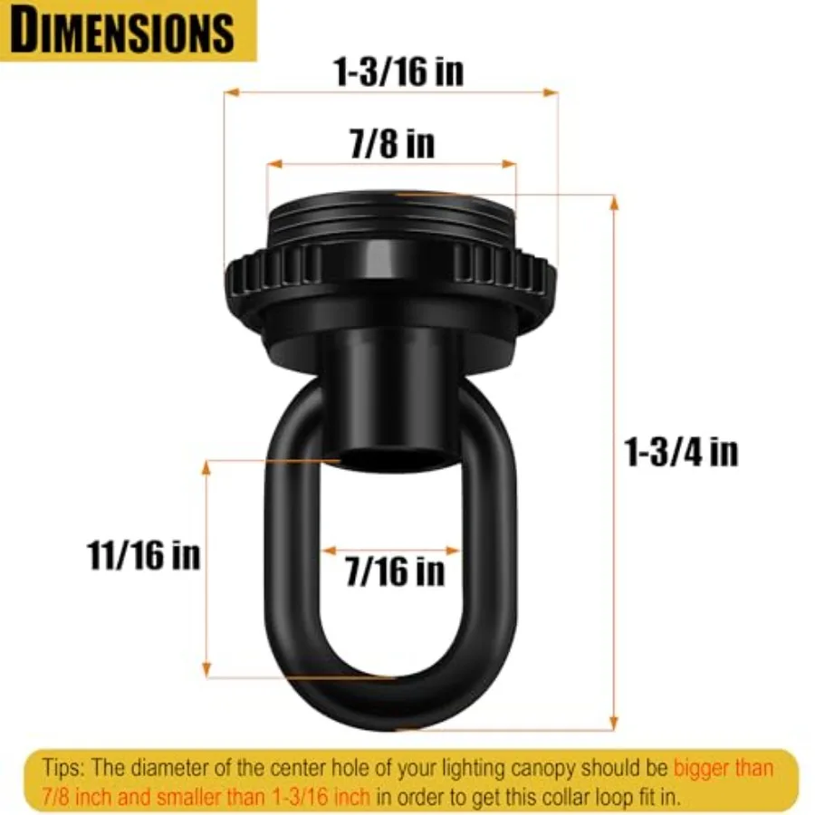 Light Fixture Cross Bar Kit Screw Collar Loop Kit Canopy Hardware Set Heavy Duty Die Cast Ceiling Hook Loop Holder