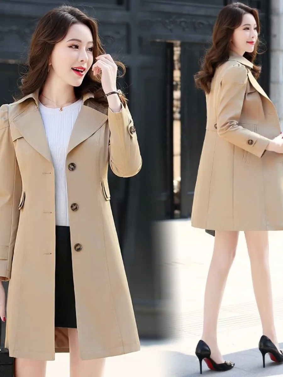 

Slimming Long Women's Coat Spring Autumn Fashionable Stylish Medium Length Jacket Trendy Multiple Pieces Set Small Stature