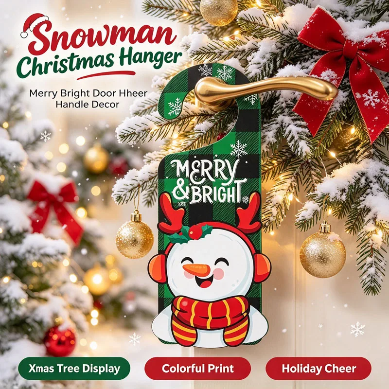 1-20PCS Wooden Xmas Door Hanger Tag Santa Snowman Knob Hanging Sign Holiday Home Party Decor Festive Winter Ornament Plaque
