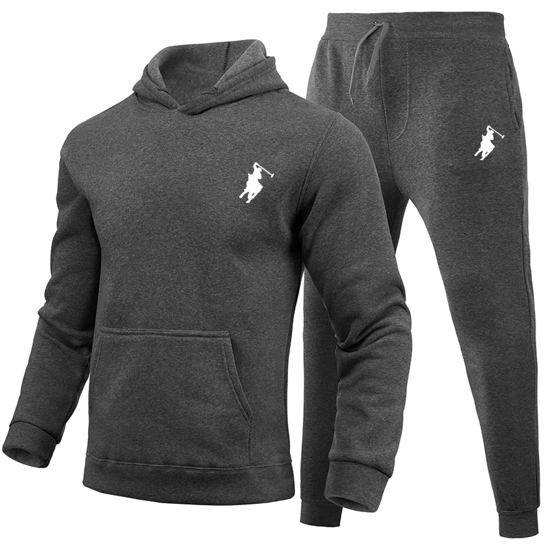 Winter Hoodie Sets Men Fashion Fleece Red Hoodies Black Brand Pants Casual Jogger Suit Tracksuit Sweatshirt Woman Pullover 2025