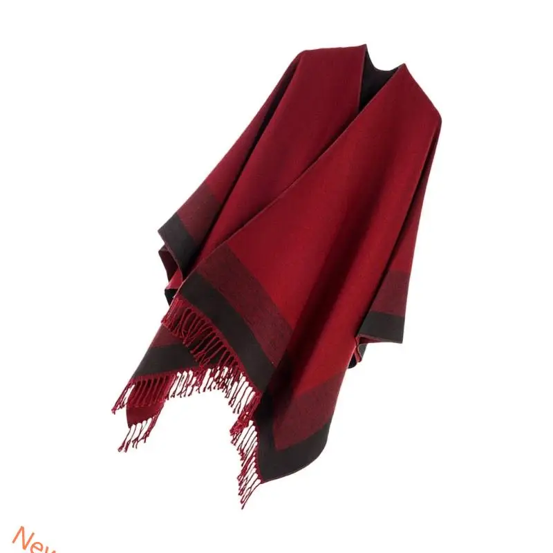 

Cosy Fringed Scarf Warm Capelet for Cold Weather Soft Breathable Fabric Shawl