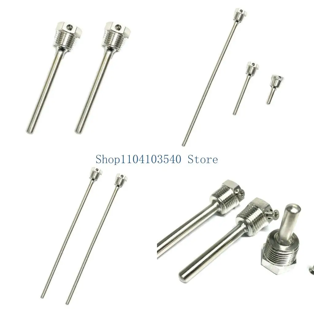 

02DC 2Pcs 50/100/300mm Stainless Thermowell with Screw Locking for Temperature Sensors Probe Thermocouple Weldless Thermowell